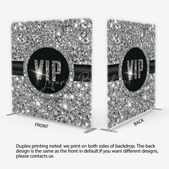 Lofaris VIP Silver Glitter Tension Fabric Backdrop Sparkling Step and Repeat Event Background