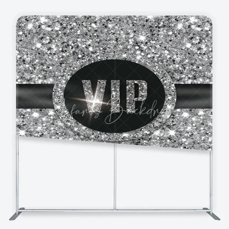 Lofaris VIP Silver Glitter Tension Fabric Backdrop Sparkling Step and Repeat Event Background