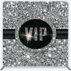 Lofaris VIP Silver Glitter Tension Fabric Backdrop Sparkling Step and Repeat Event Background