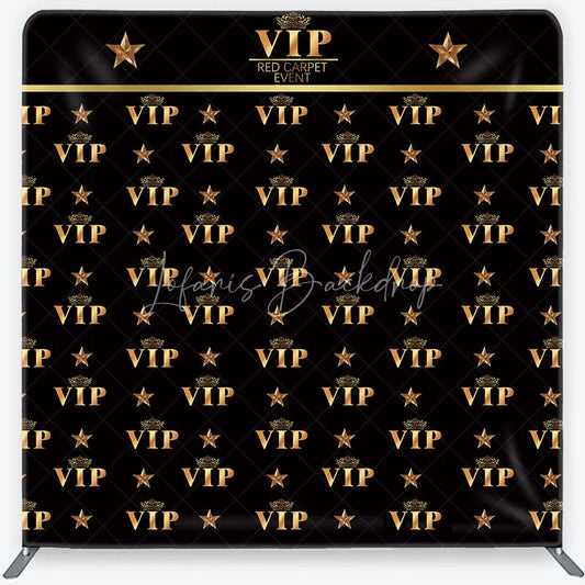 Lofaris VIP Tension Fabric Backdrop Gold Crown Red Carpet Event Step and Repeat Background