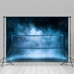 Lofaris Volleyball Net Court Sports Photography Backdrop Blue Fog Smoke Gym Light Game Match Background