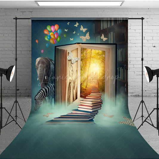 Lofaris Walking To Fairytale Book Wonderland Sweep Backdrop