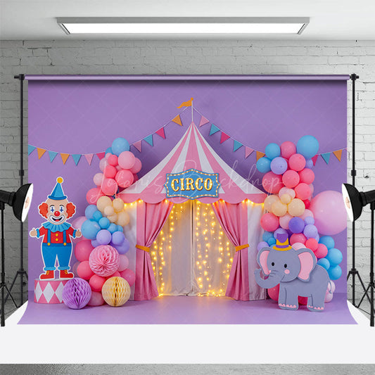 Lofaris Warm Color Circus Balloon Flags Cake Smash Backdrop