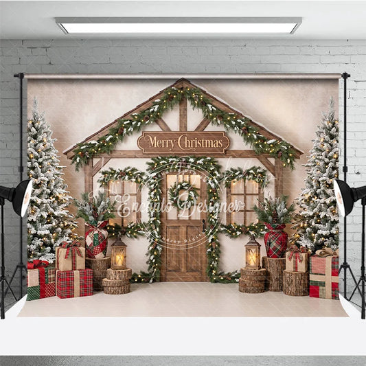 Lofaris Warm Festive Indoor Fireplace with Decorated Pine Tree Holiday Backdrop Cozy Winter Family Party Photo Studio Decor