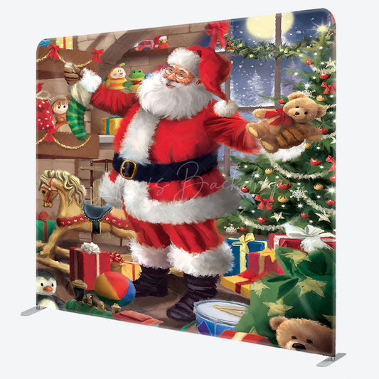 Lofaris Warm Gift Room Santa Night Christmas Square Backdrop