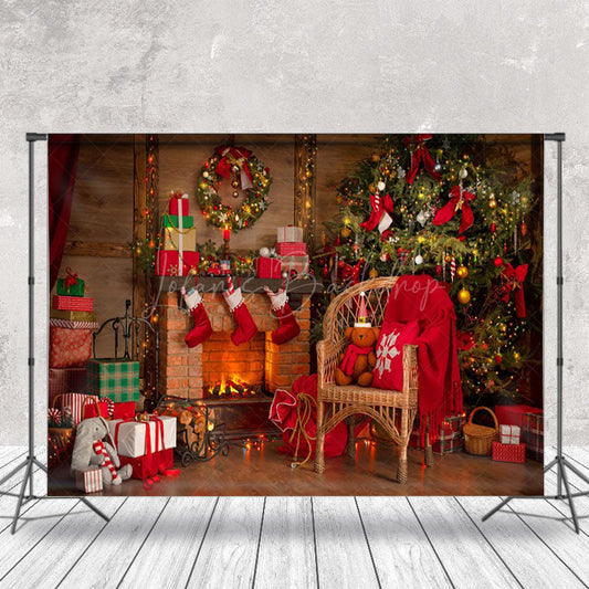 Lofaris Warm Indoor Room Fireplace Festive Christmas Backdrop