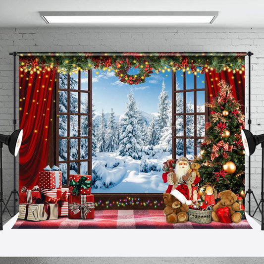 Lofaris Warm Interior Window Garland Christmas Party Backdrop