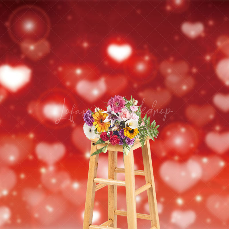 Lofaris Warm Red Hearts Gradient Stars Romantic Backdrop