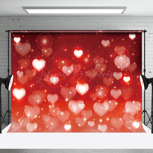 Lofaris Warm Red Hearts Gradient Stars Romantic Backdrop