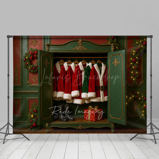 Lofaris Warm Wreath Santas Closet Christmas Vibe Backdrop