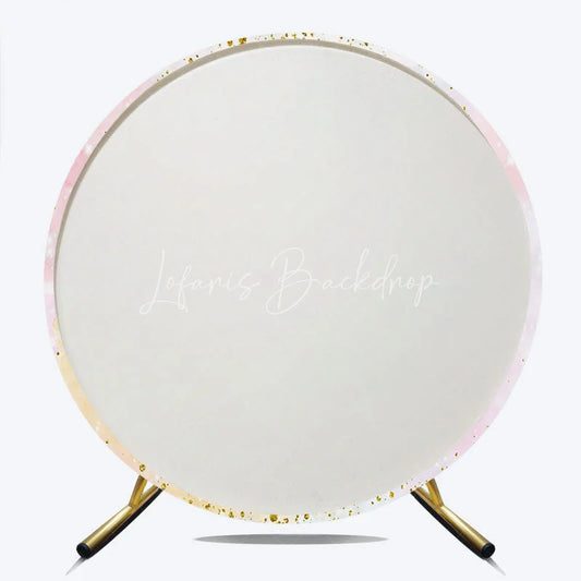 Lofaris Watercolor Abstract Round Backdrop Pastel Clouds and Gold Glitter Dust Party Decoration