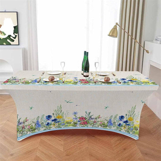 Lofaris Watercolor Blossom Dragonfly Stretch Table Cover