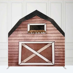 Lofaris Watercolor Brown Farm House Barn Door Arch Backdrop