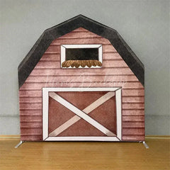 Lofaris Watercolor Brown Farm House Barn Door Arch Backdrop