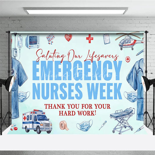 Lofaris Watercolor Emergency Nurses Week Holiday Backdrop Saluting Lifesavers and Thank You Decor