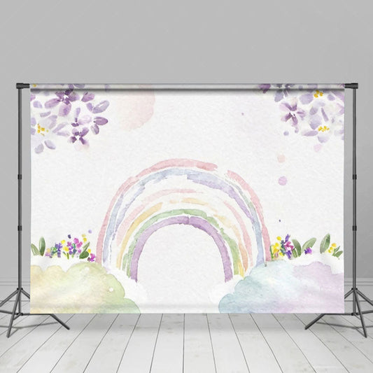 Lofaris Watercolor Floral Cloud Rainbow Cake Smash Backdrop