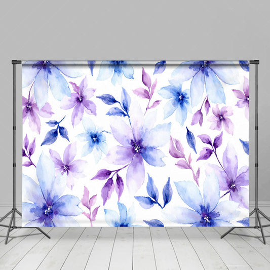 Lofaris Watercolor Painting Blue Purple Floral Photo Backdrop