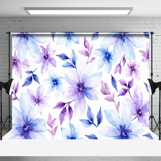 Lofaris Watercolor Painting Blue Purple Floral Photo Backdrop
