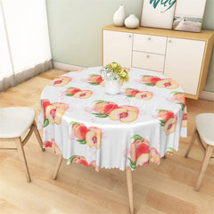 Lofaris Watercolor Peach Fruit Round Tablecloth Sweet Summer Pink Table Cover for Picnic