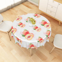 Lofaris Watercolor Peach Fruit Round Tablecloth Sweet Summer Pink Table Cover for Picnic