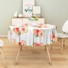 Lofaris Watercolor Peach Fruit Round Tablecloth Sweet Summer Pink Table Cover for Picnic