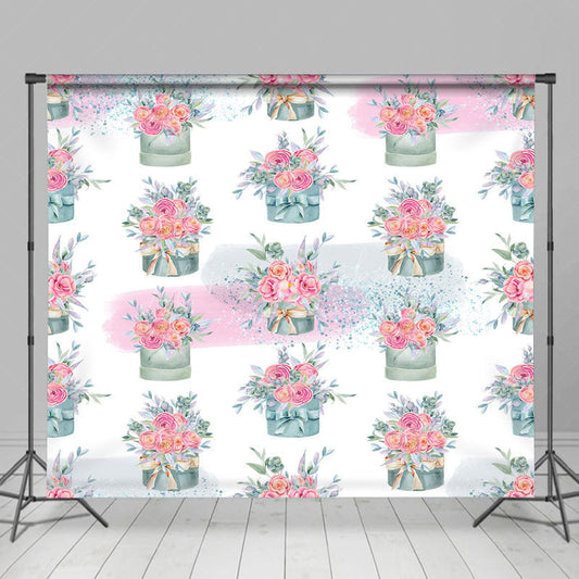 Lofaris Watercolor Pink Bouquets Pots Floral Photo Backdrop