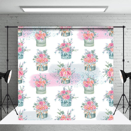 Lofaris Watercolor Pink Bouquets Pots Floral Photo Backdrop