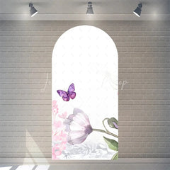 Lofaris Watercolor Purple Floral Arch Backdrop Pink Rose Flower Background for Wedding Party