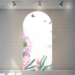 Lofaris Watercolor Purple Floral Arch Backdrop Pink Rose Flower Background for Wedding Party