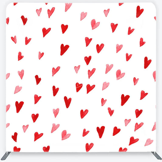 Lofaris Watercolor Red and Pink Heart Pattern Tension Fabric Backdrop Sweet Valentine Day Photography Background