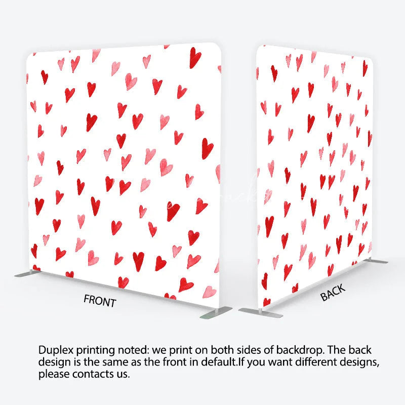 Lofaris Watercolor Red and Pink Heart Pattern Tension Fabric Backdrop Sweet Valentine Day Photography Background