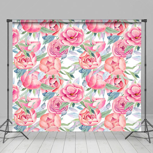 Lofaris Watercolor Red Pink Rose Floral Photography Backdrop