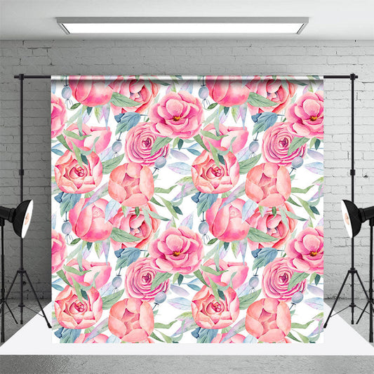 Lofaris Watercolor Red Pink Rose Floral Photography Backdrop
