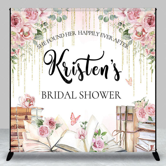 Lofaris Watercolor Rose Custom Name Bridal Shower Backdrop