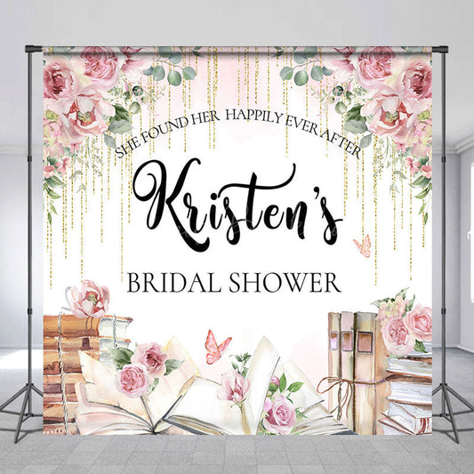 Lofaris Watercolor Rose Custom Name Bridal Shower Backdrop
