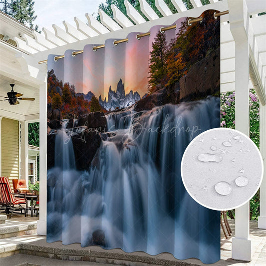 Lofaris Waterfall Landscape Waterproof Outdoor Curtains For Gazebo