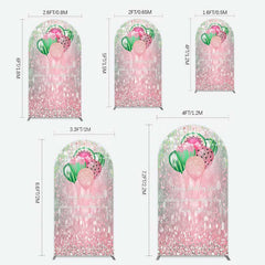 Lofaris Watermelon Balloons Pink Glitter Birthday Arch Backdrop