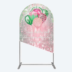 Lofaris Watermelon Balloons Pink Glitter Birthday Arch Backdrop