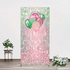 Lofaris Watermelon Balloons Pink Glitter Birthday Rectangle Backdrop