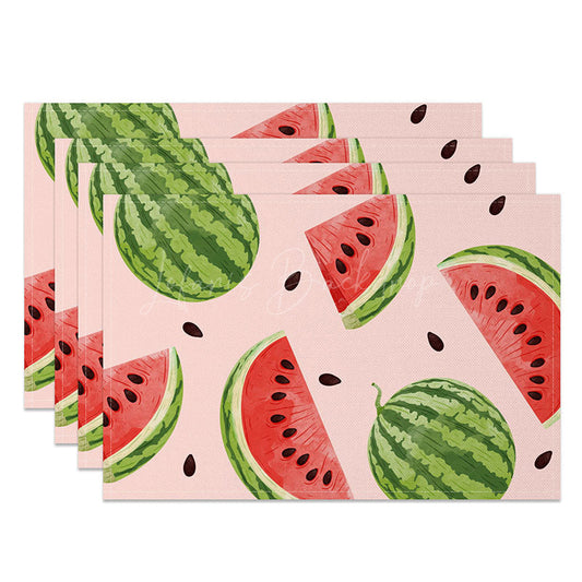 Lofaris Watermelon Placemats Set of 4 Fresh Pink Summer Fruit Design for Kitchen Dining Table Washable Mats