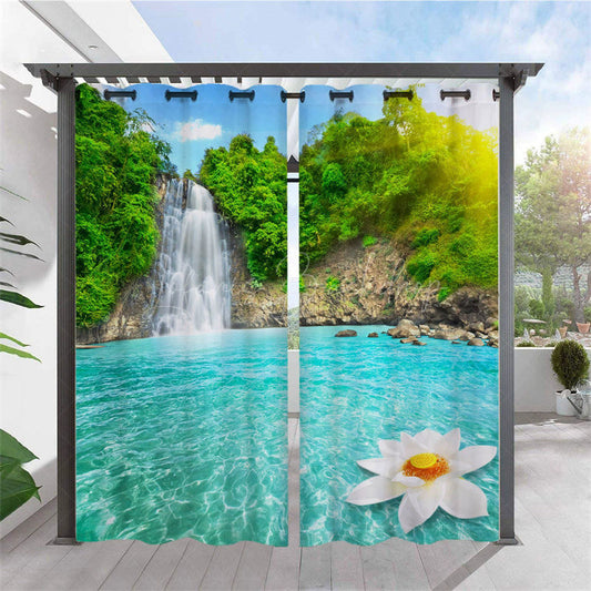 Lofaris Waterproof Spring Waterfall Outdoor Curtains For Gazebo