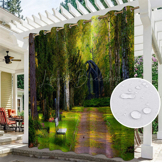 Lofaris Waterproof Sunlight Forest Printed Outdoor Curtains For Porch