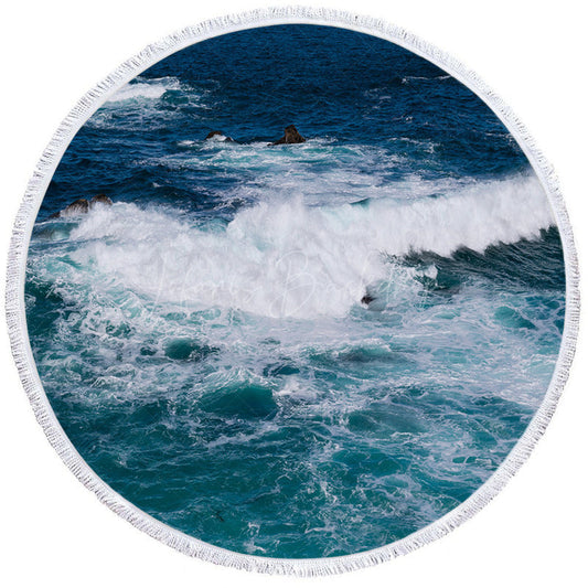 Lofaris Wave And Reefs Summer Vibe Holiday Round Beach Towel