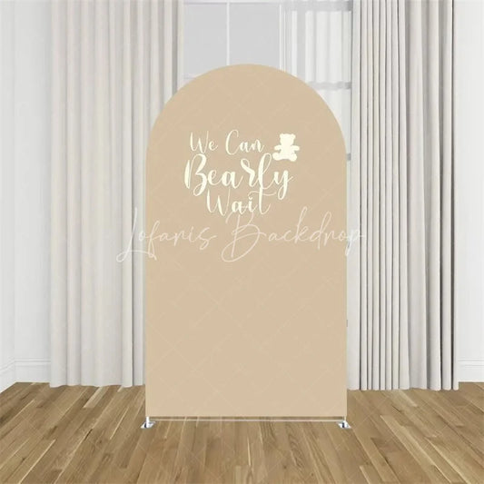 Lofaris We Can Bearly Wait Arch Backdrop Tan Teddy Bear Baby Shower Background Boho Neutral Cover for Boys Girls