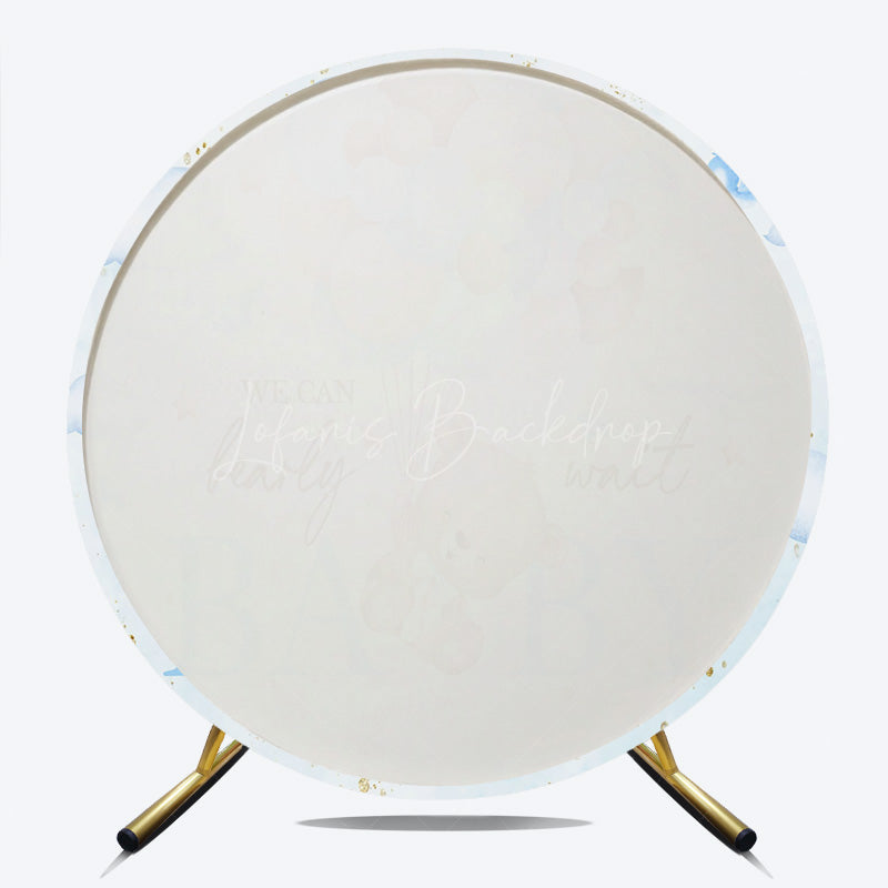 Lofaris We Can Bearly Wait Baby Shower Round Backdrop Teddy Bear Floating with Balloons Cute Neutral Party Decor