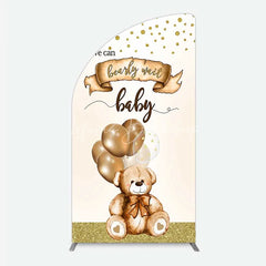 Lofaris We Can Bearly Wait Half Moon Arch Backdrop Brown Teddy Bear Balloon Baby Shower Cover