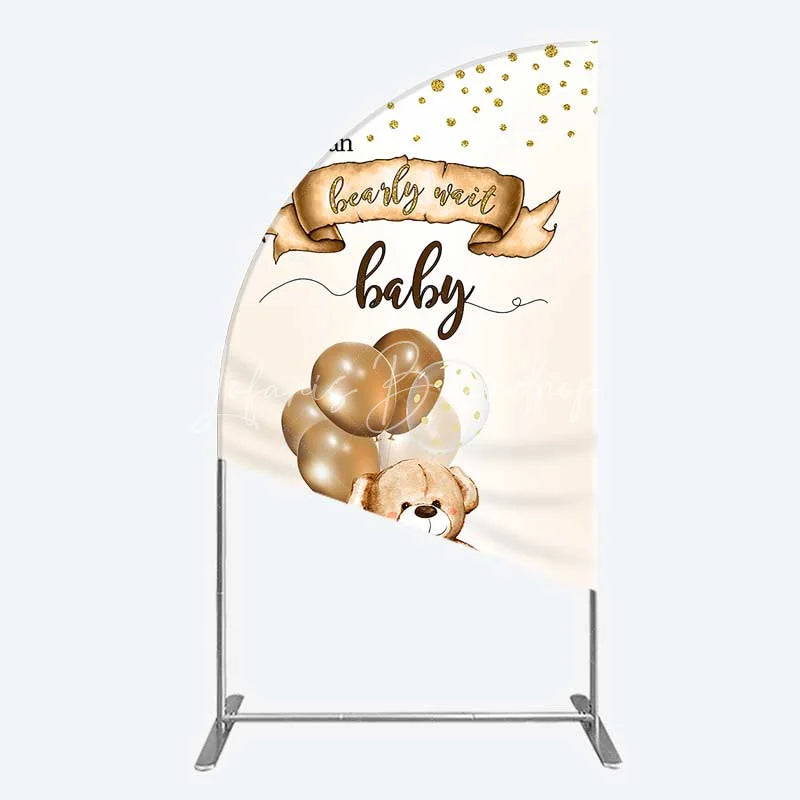 Lofaris We Can Bearly Wait Half Moon Arch Backdrop Brown Teddy Bear Balloon Baby Shower Cover