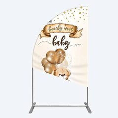 Lofaris We Can Bearly Wait Half Moon Arch Backdrop Brown Teddy Bear Balloon Baby Shower Cover