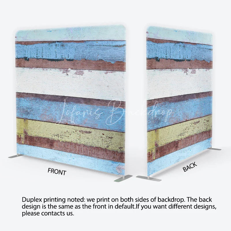 Lofaris Weathered Multicolored Wood Plank Tension Fabric Backdrop Rustic Beach House Photography Background