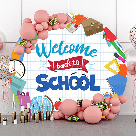 Lofaris Welcome Back To School Books Class Round Backdrop